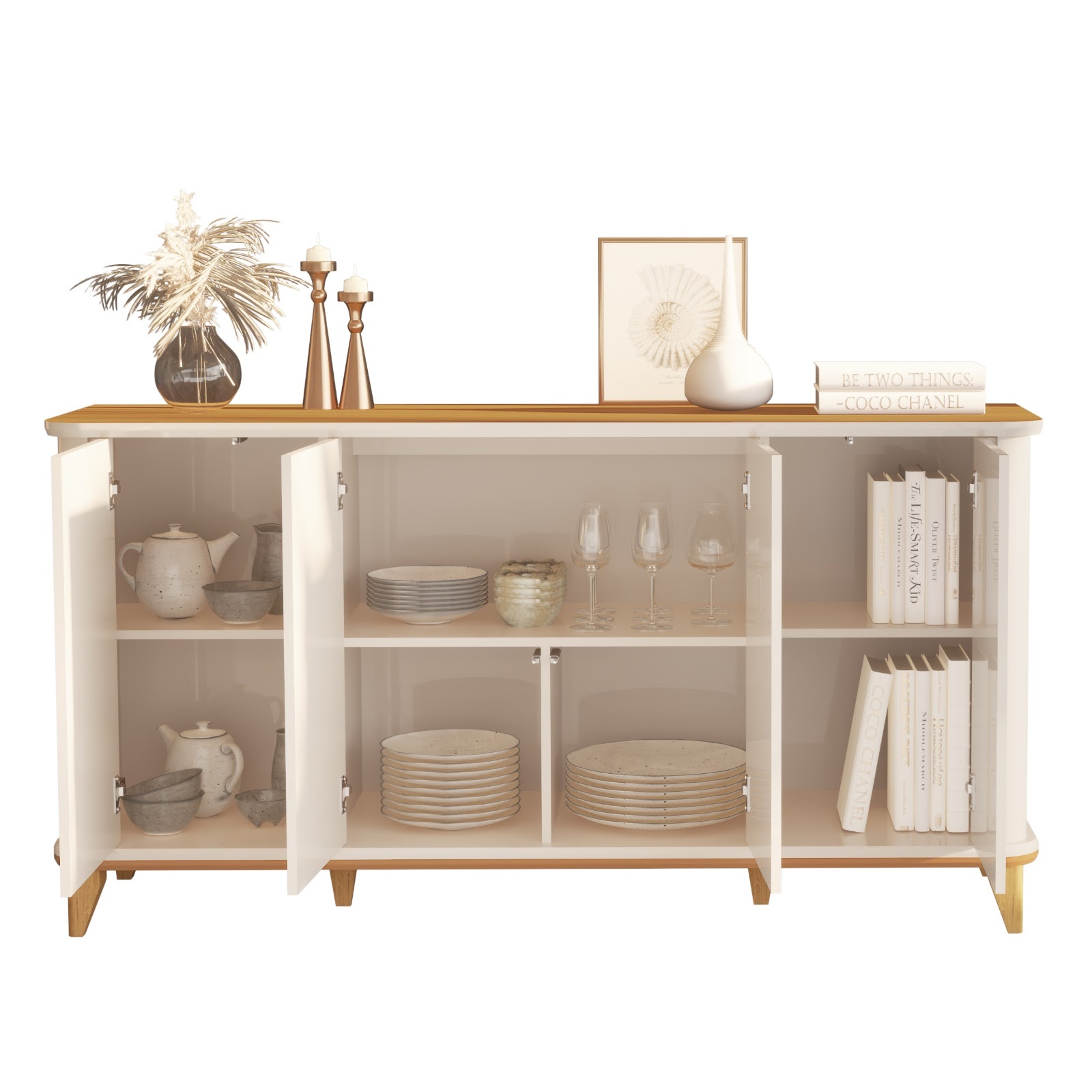Galeria Buffet Aron 1.60 - Off White + Cedro