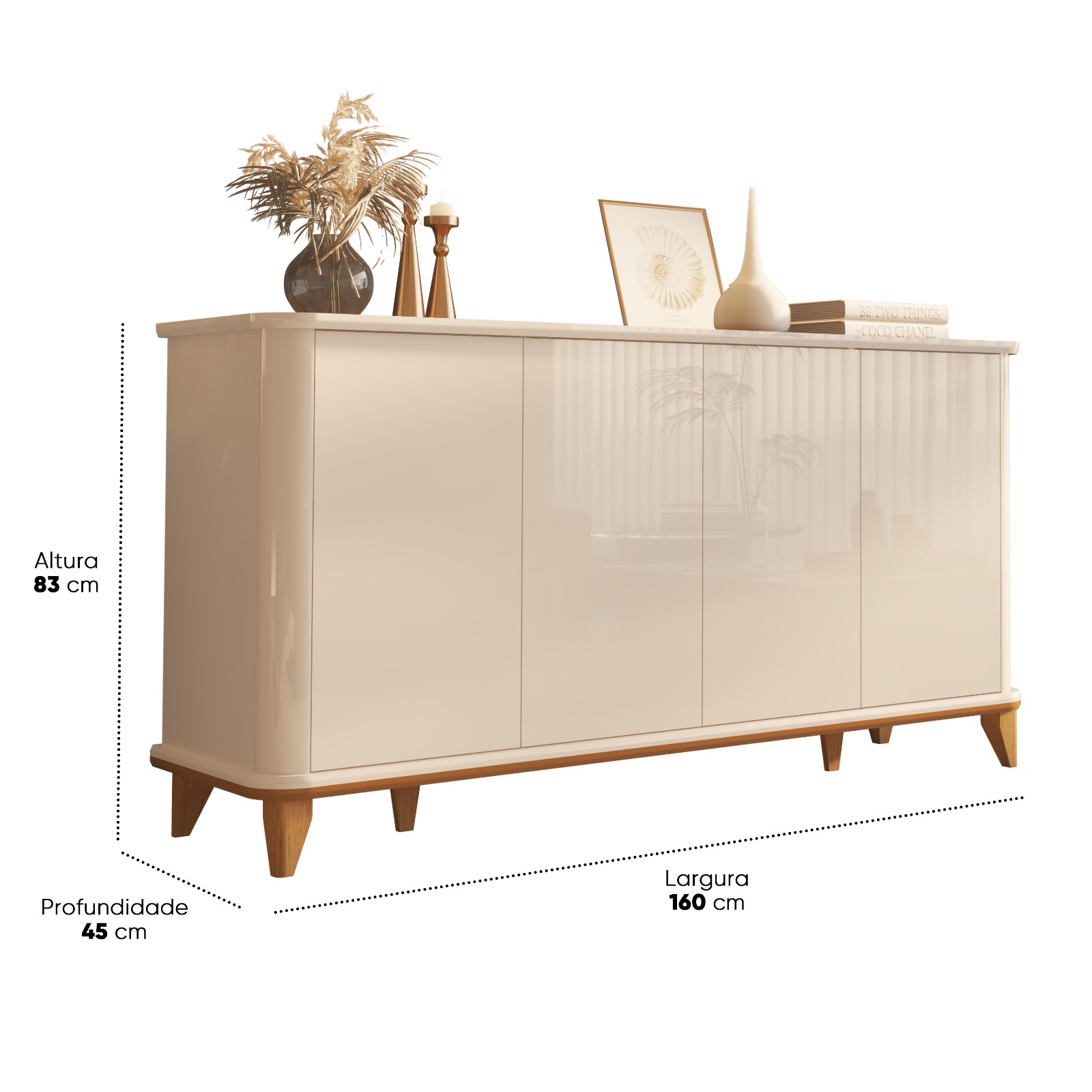 Galeria Buffet Aron 1.60 - Off White + Cedro