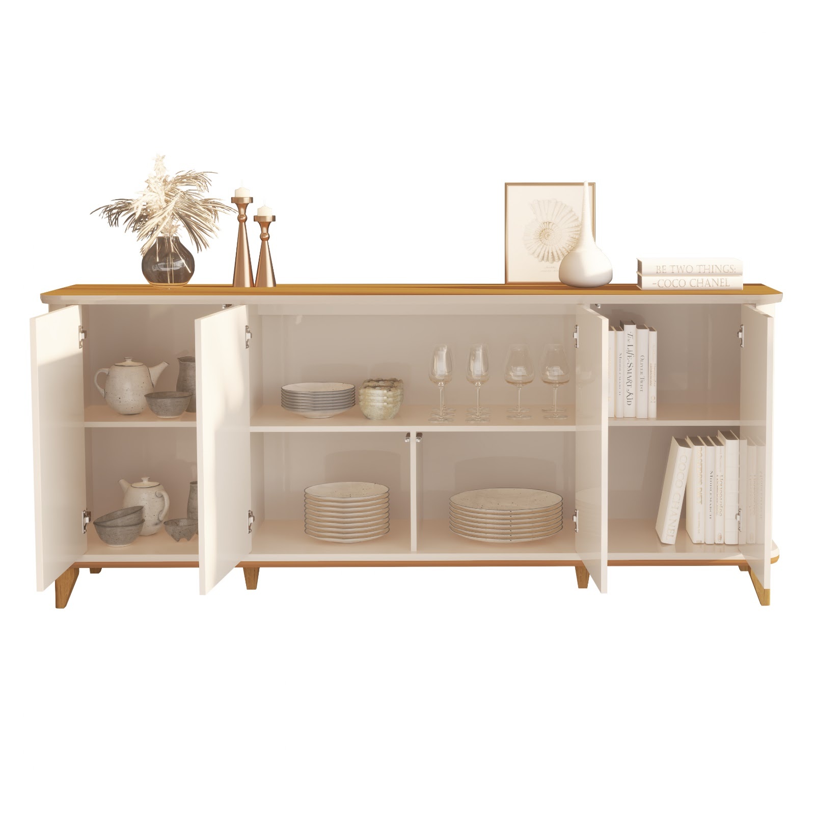 Galeria Buffet Aron 2.00 - Off White + Cedro
