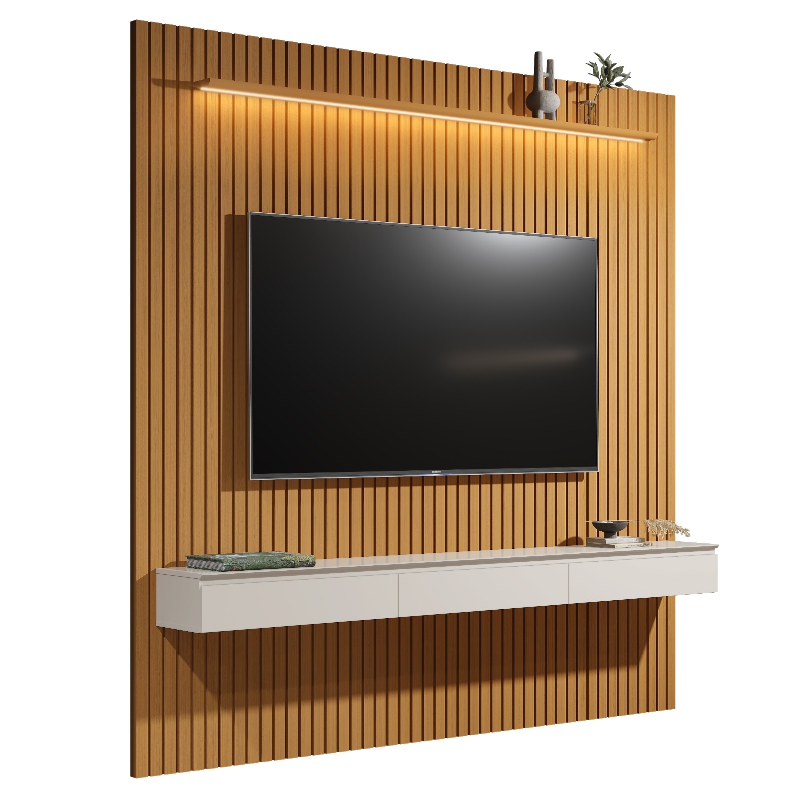 Galeria Home Suspenso Colorado 2.29 com LED - Cedro + Off White