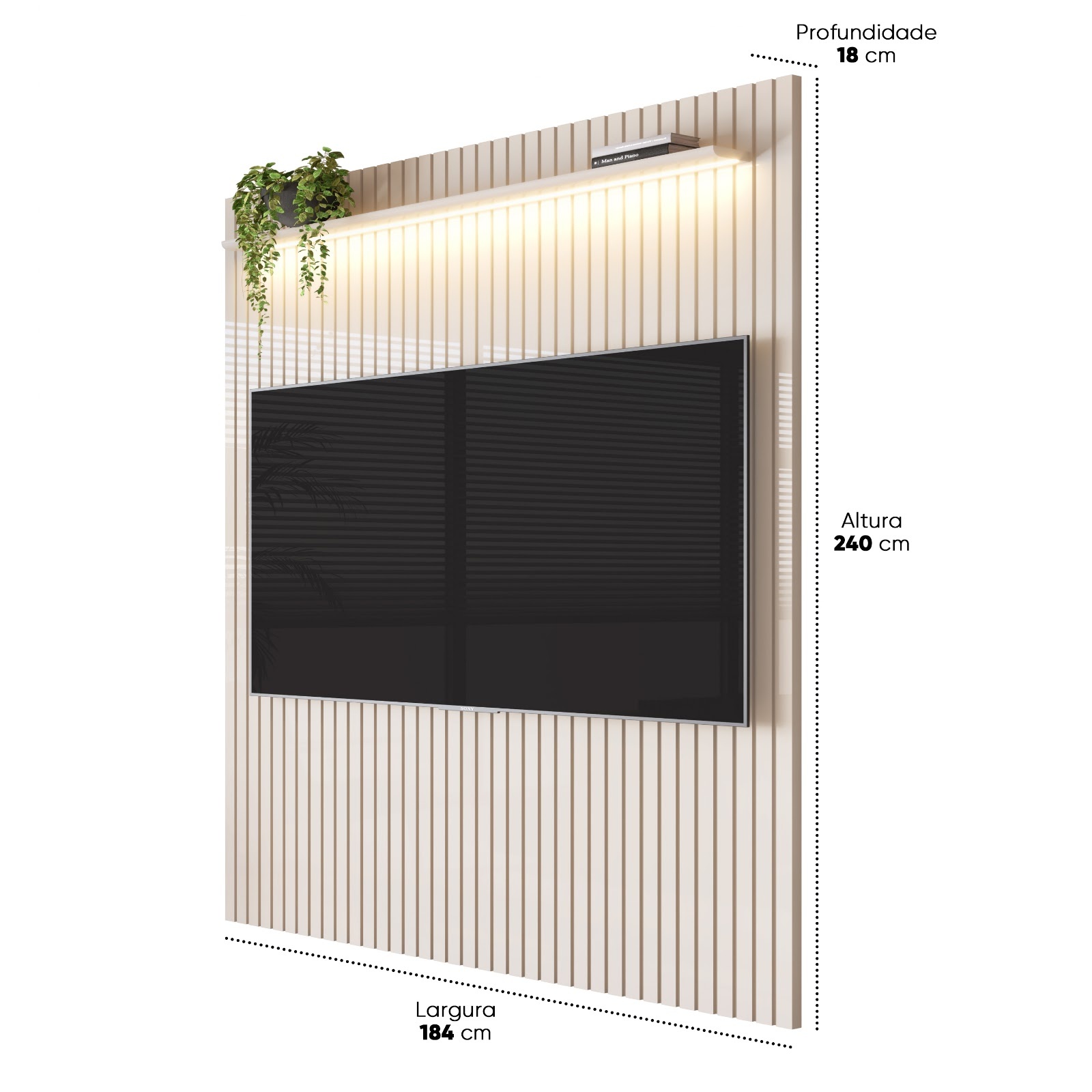 Galeria Painel Arbo 1.90 com LED - Off White
