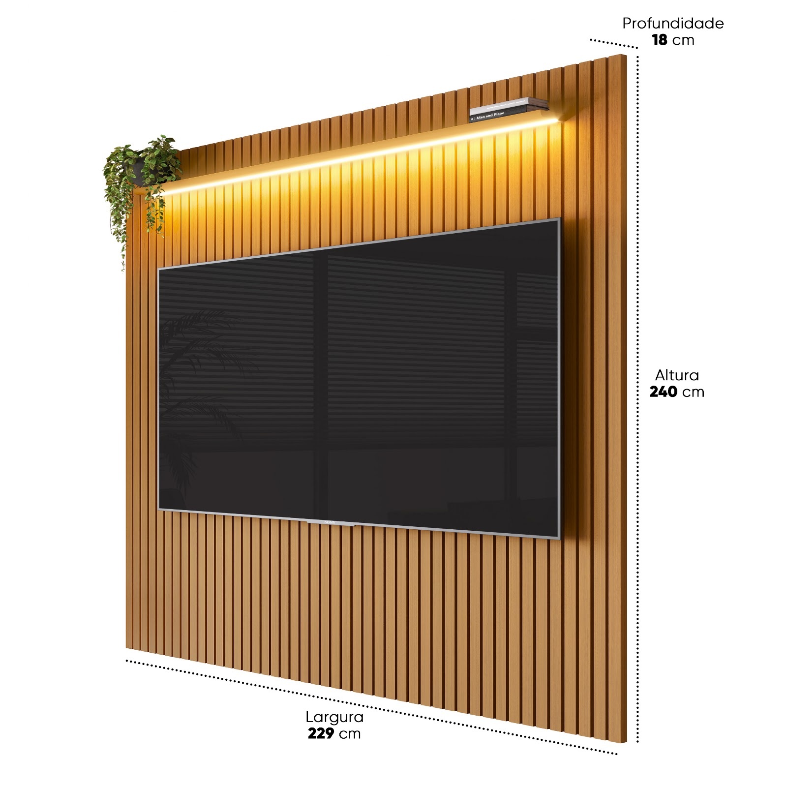 Galeria Painel Arbo 2.30 com LED - Cedro