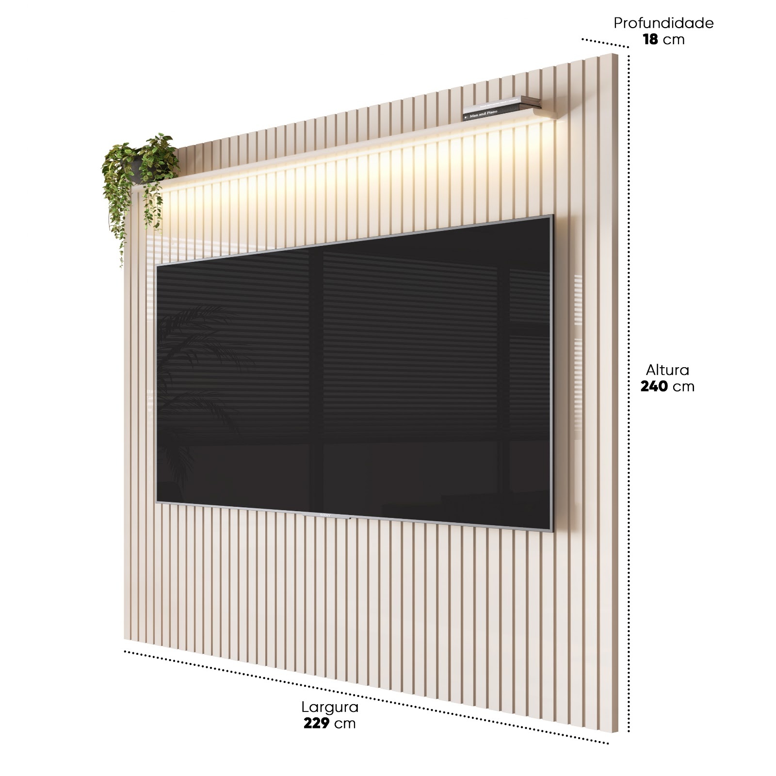 Galeria Painel Arbo 2.30 com LED - Off White