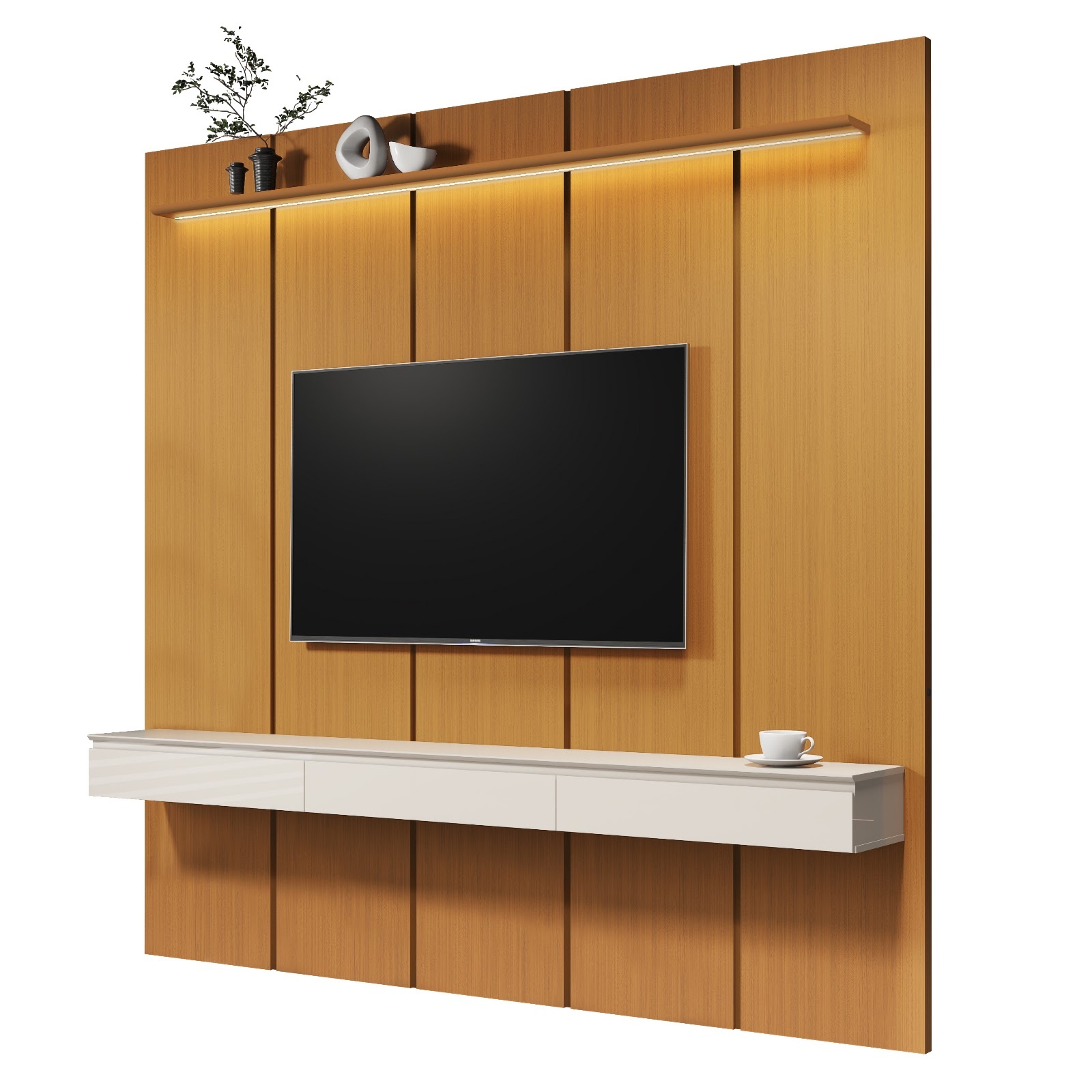 Galeria Home Suspenso Estone 2.25 com LED - Cedro + Off White
