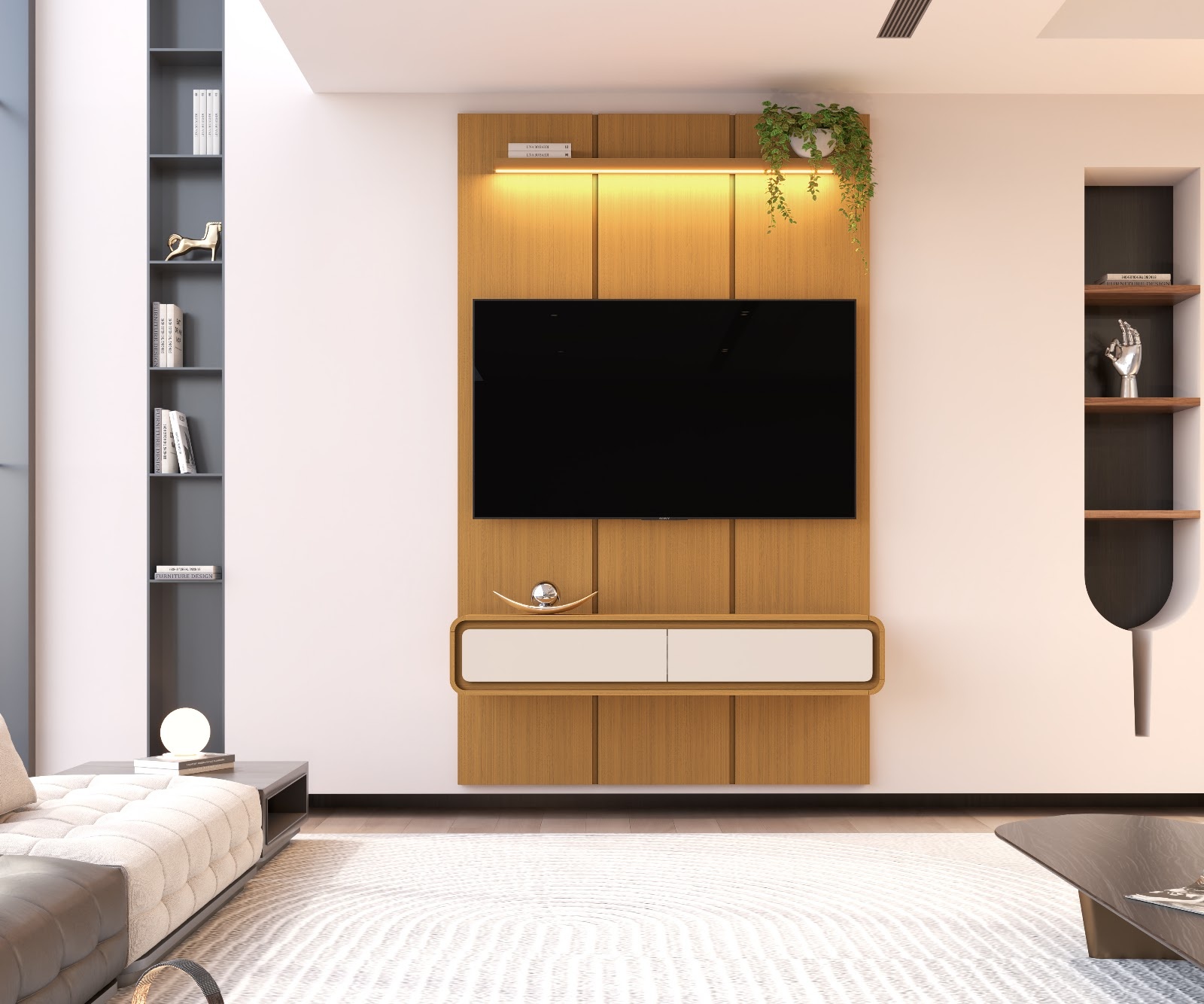 Galeria Home Suspenso Milano 1.40 - Cedro + Cedro/Off White