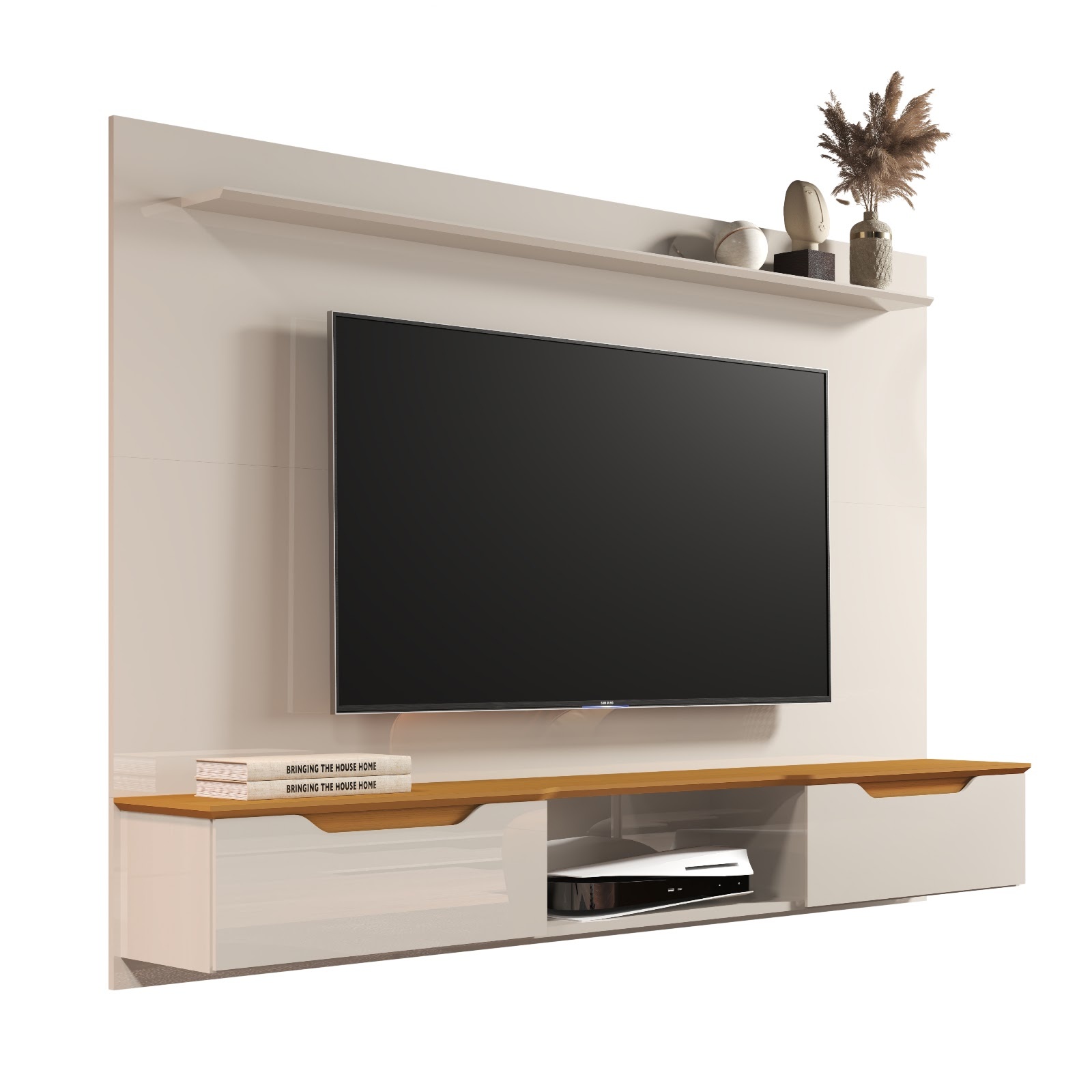 Galeria Painel Studio 1.60 - Off White + Cedro