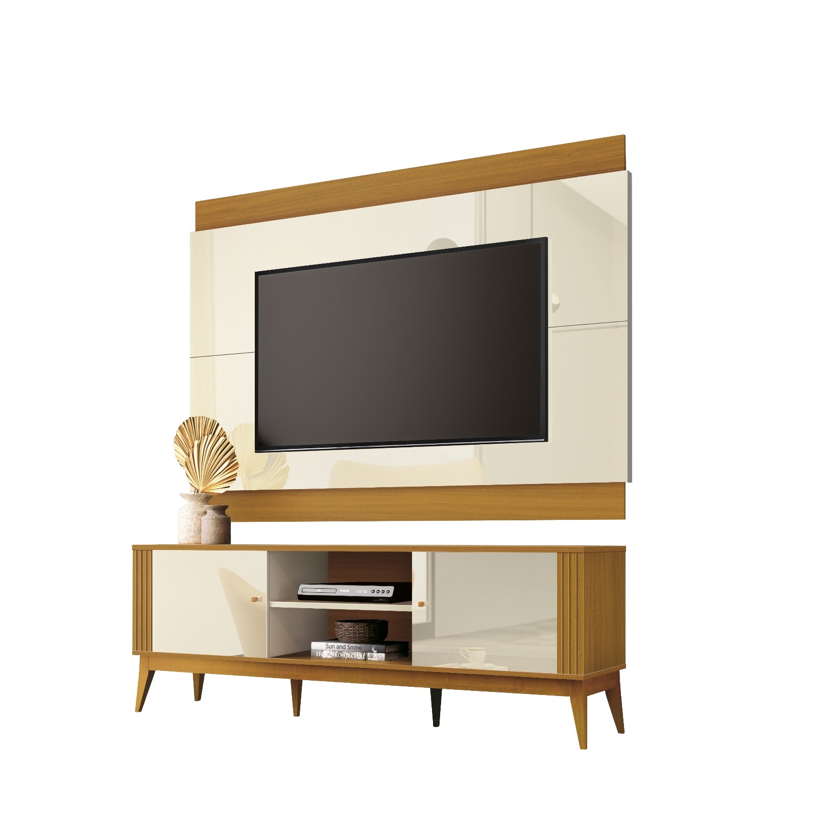 Galeria Painel Legacy 1.60 - Off White + Cedro