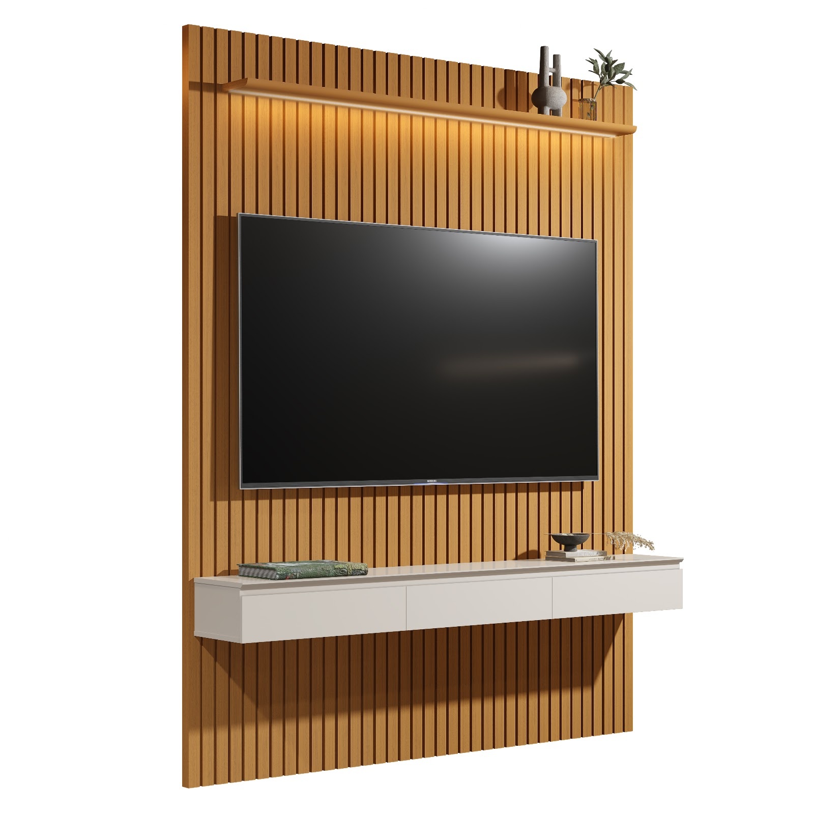 Galeria Home Suspenso Colorado 1.84 com LED - Cedro + Off White