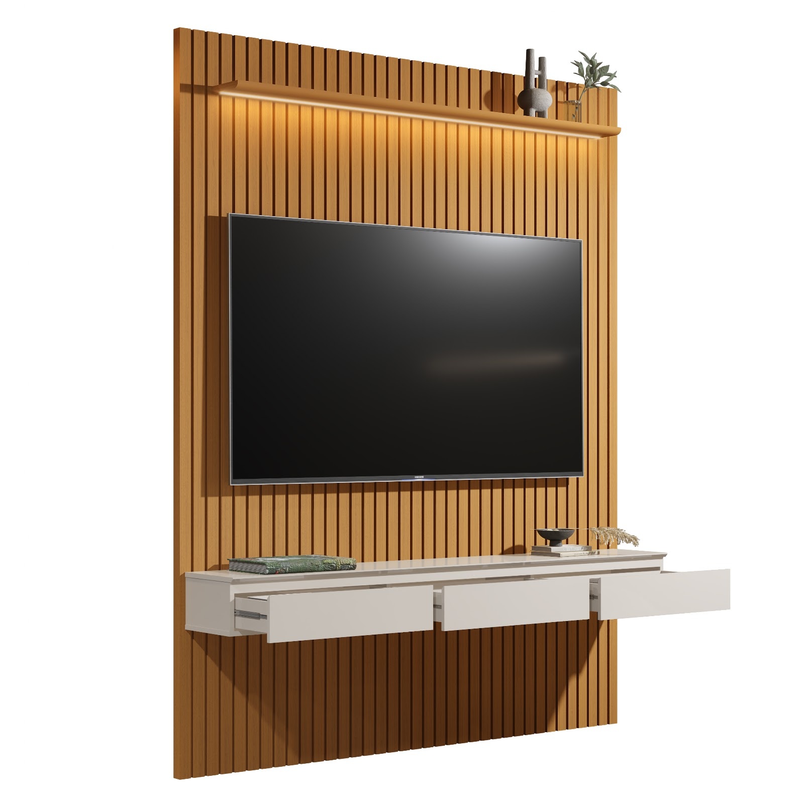Galeria Home Suspenso Colorado 1.84 com LED - Cedro + Off White