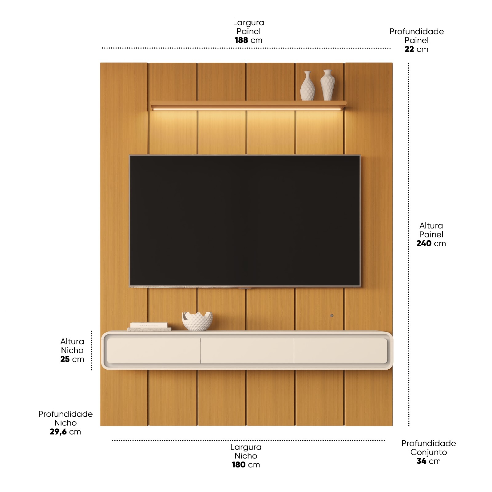 Galeria Home Suspenso Liv 1.80 - Cedro + Off White