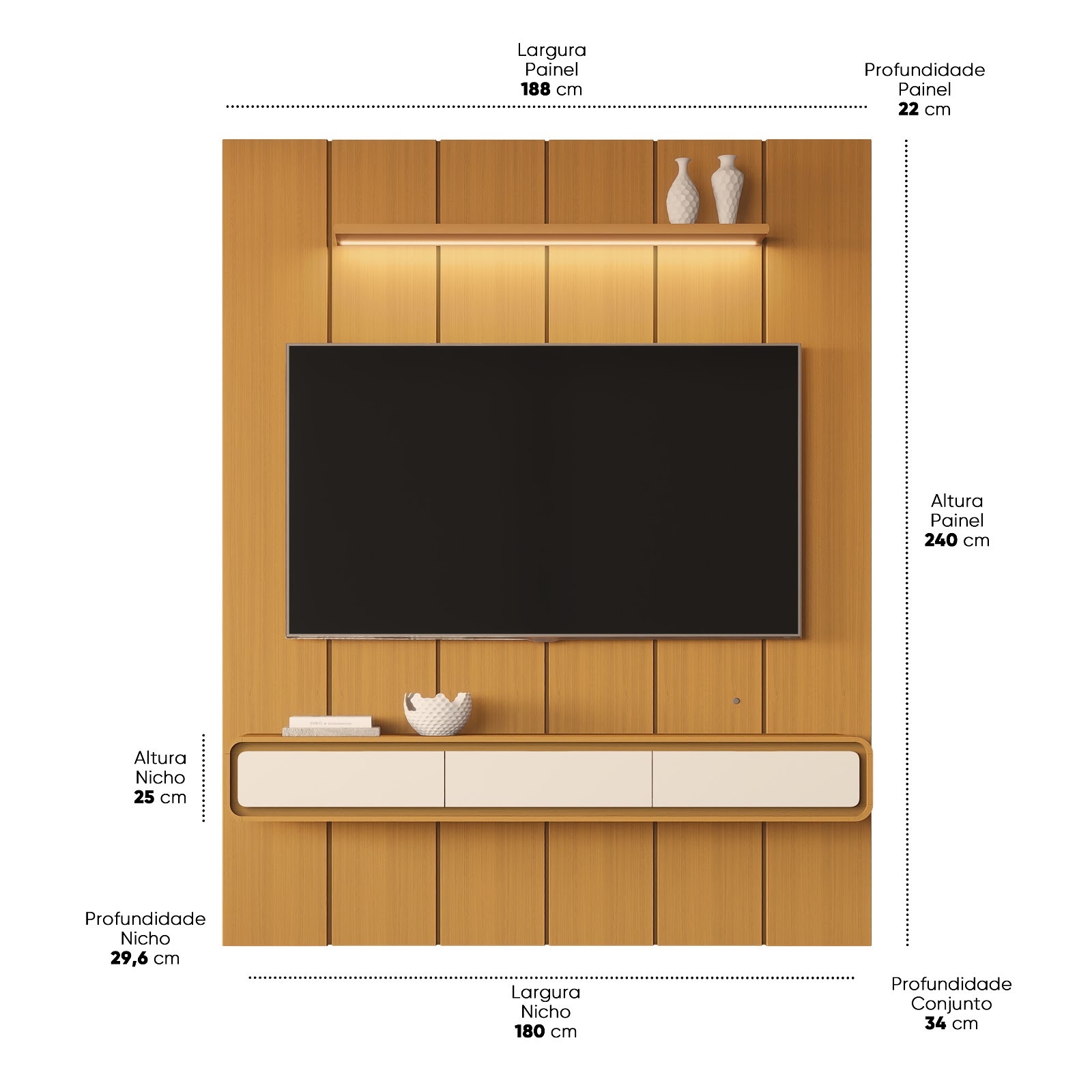 Galeria Home Suspenso Liv 1.80 - Cedro + Cedro/Off White