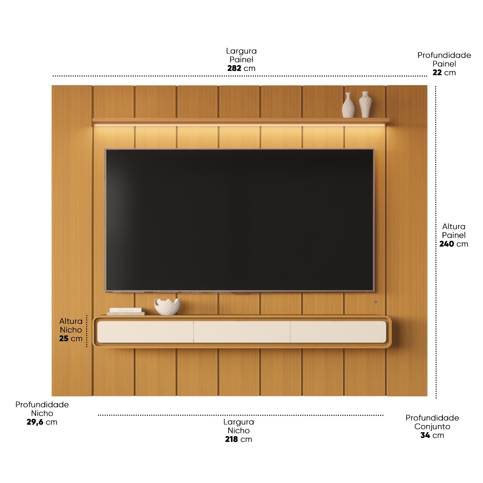 Galeria Home Suspenso Liv 2.80 - Cedro + Cedro/Off White