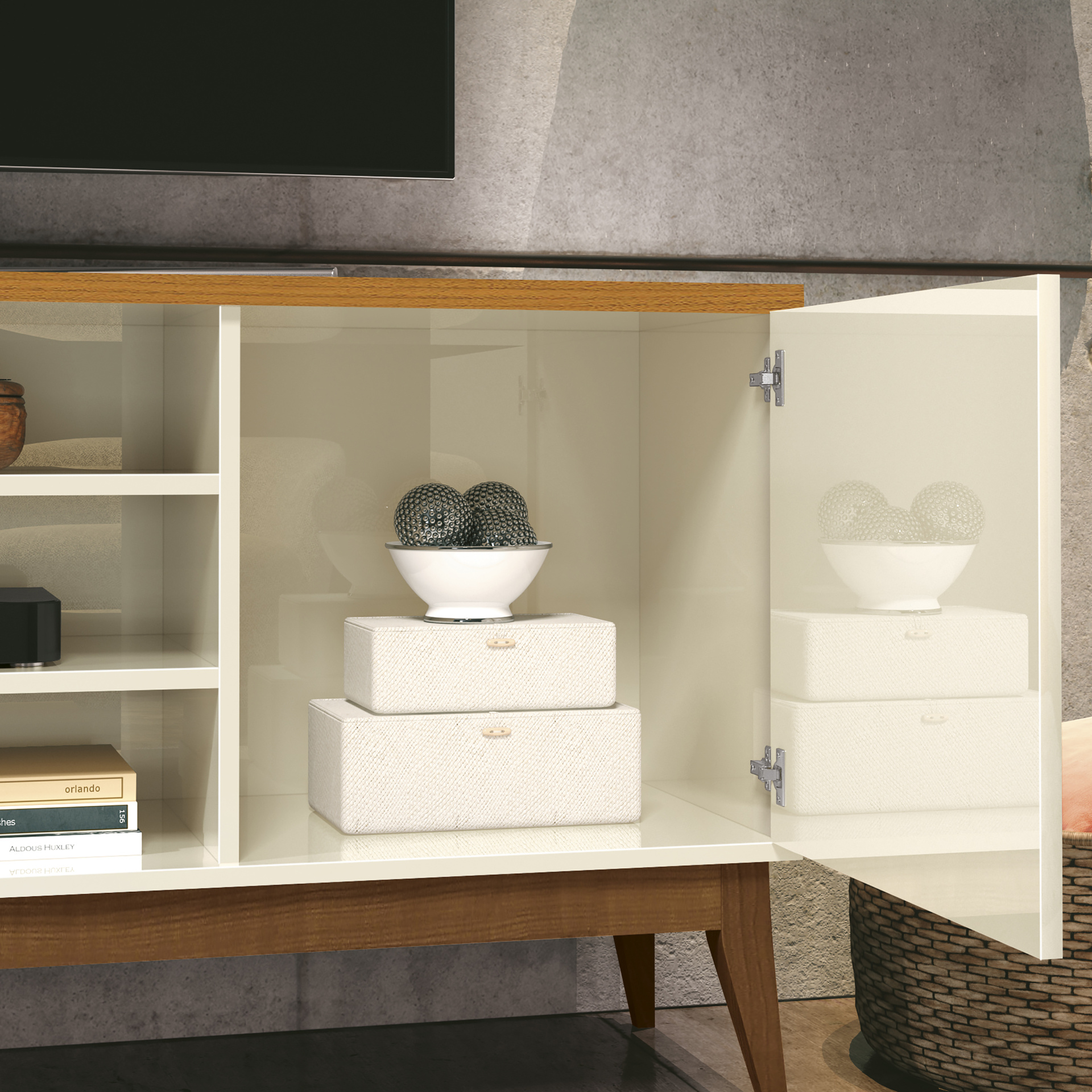 Galeria Rack Titan - Off White + Cedro