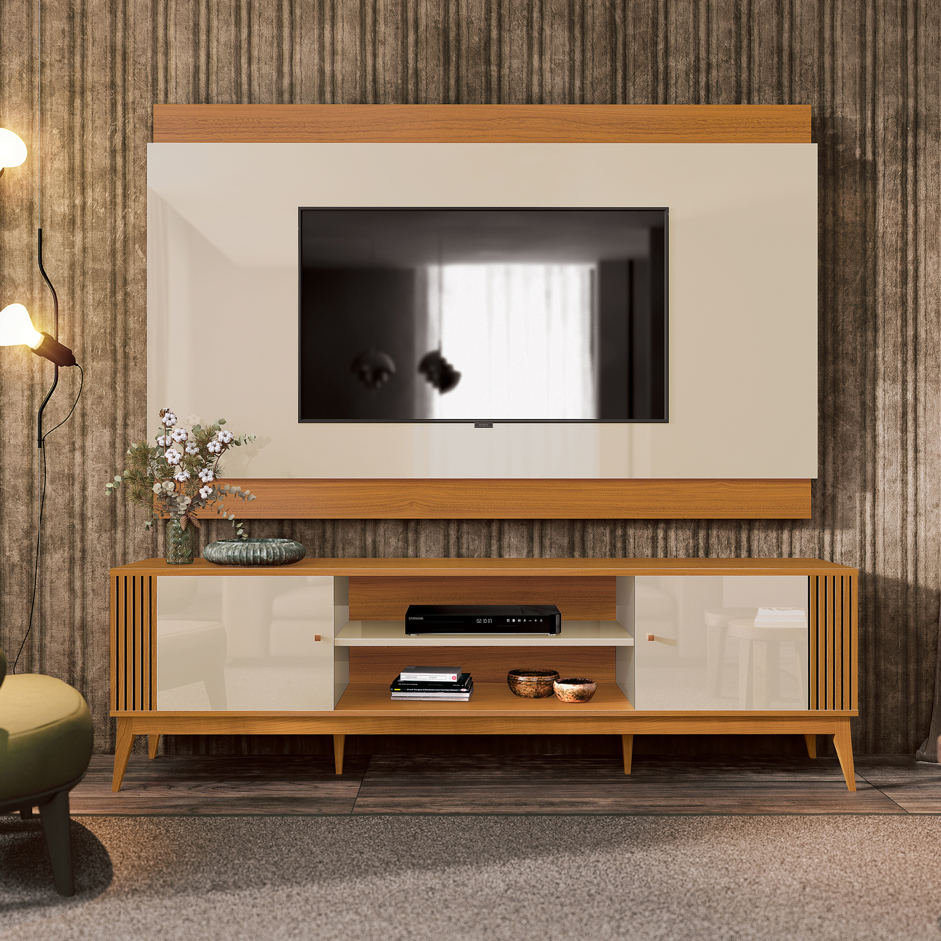 Galeria Painel Legacy 2.00 - Off White + Cedro