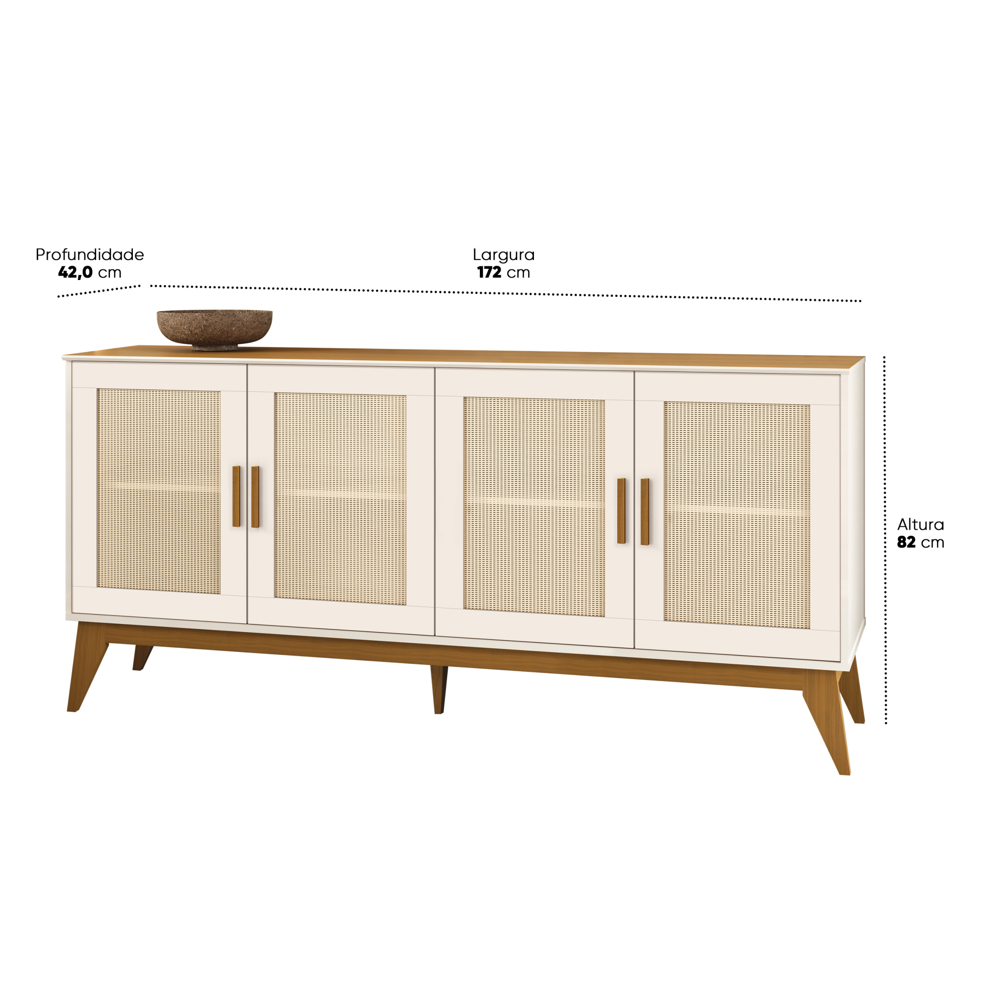 Galeria Buffet Andorra 4 Portas - Off White + Cedro