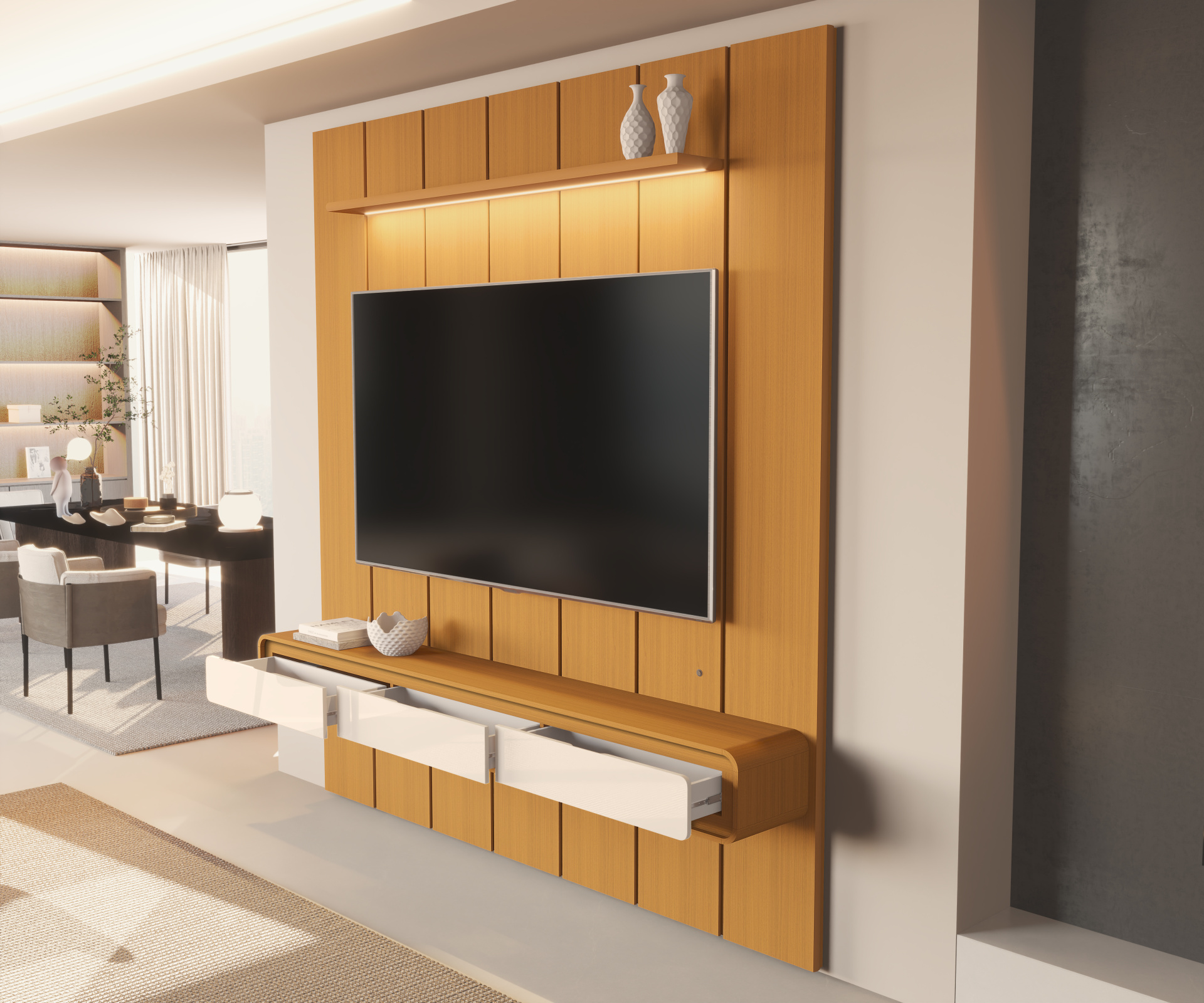 Galeria Home Suspenso Liv 2.18 - Cedro + Cedro/Off White