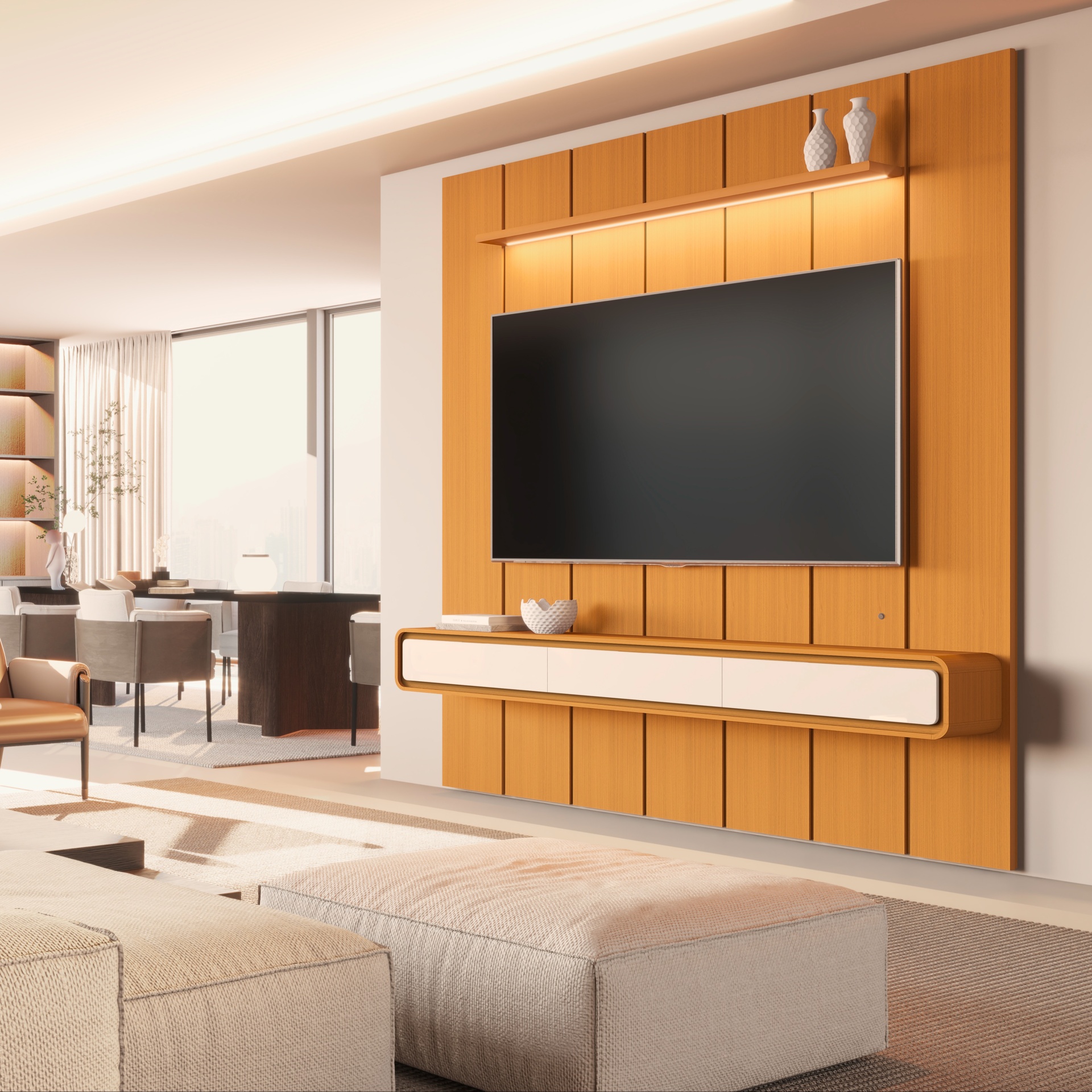 Galeria Home Suspenso Liv 2.18 - Cedro + Cedro/Off White