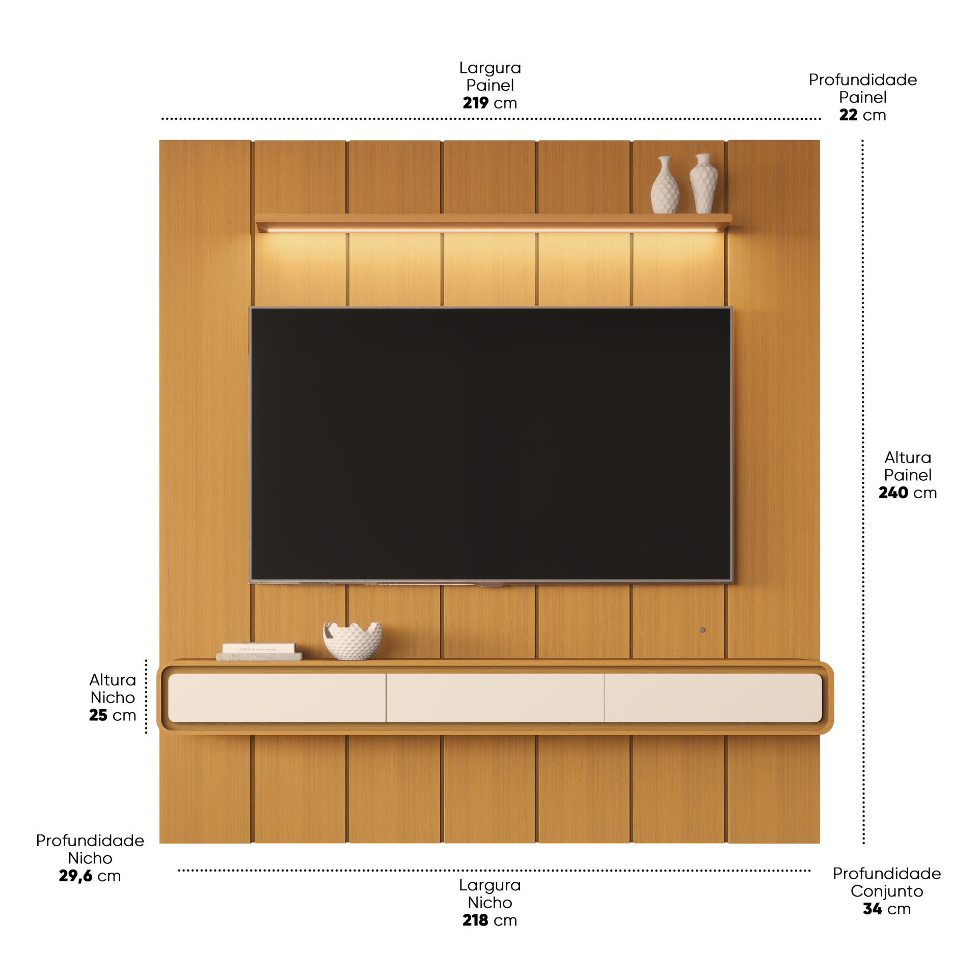 Galeria Home Suspenso Liv 2.18 - Cedro + Cedro/Off White