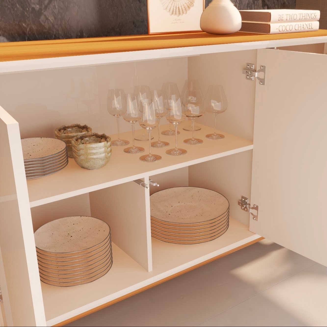 Galeria Buffet Aron 2.00 - Off White + Cedro