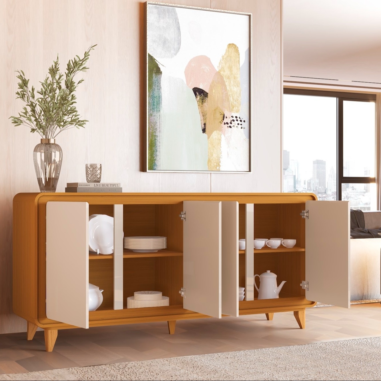 Galeria Buffet Liv 1.80 - Cedro + Off White