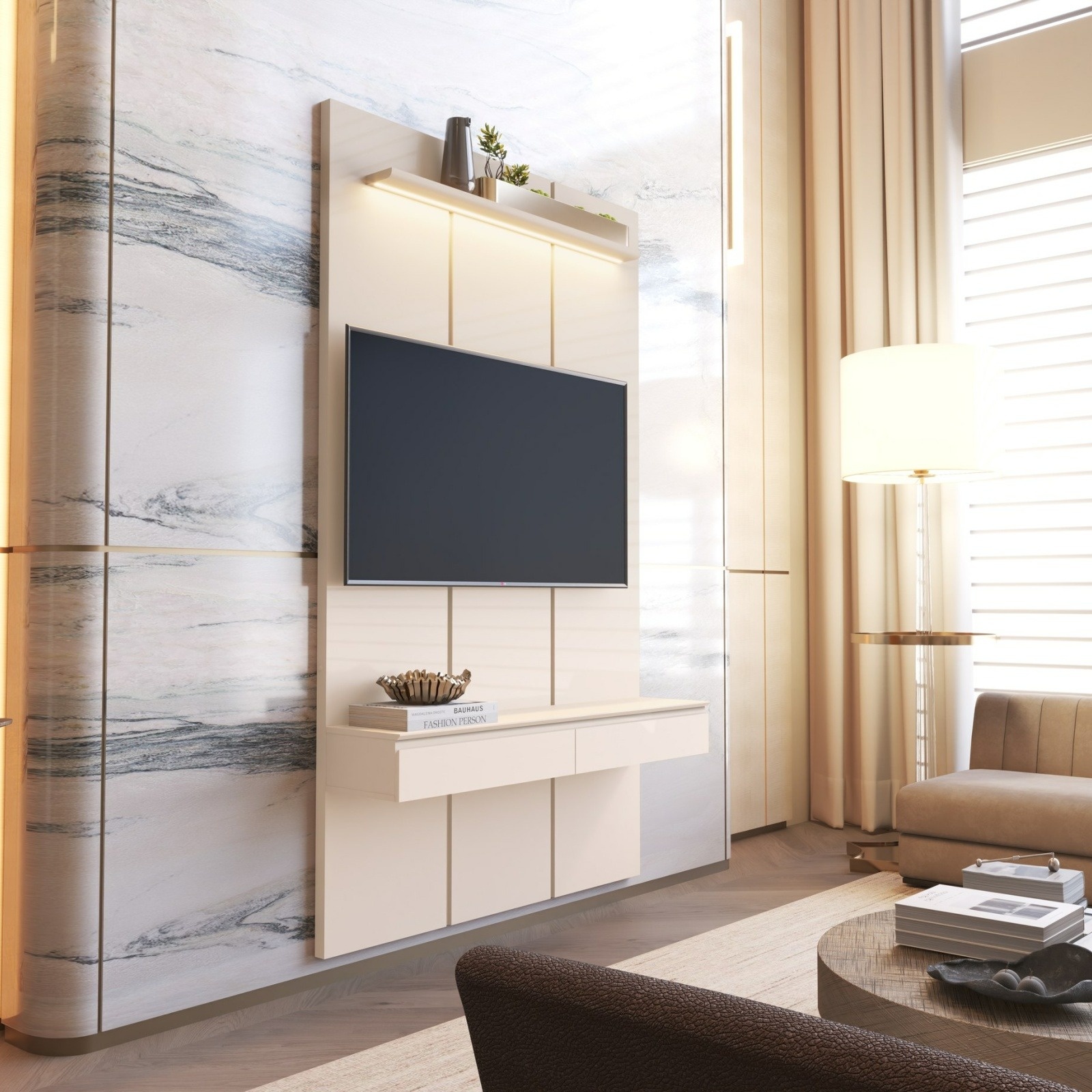 Galeria Home Suspenso Estone 1.35 com LED - Off White