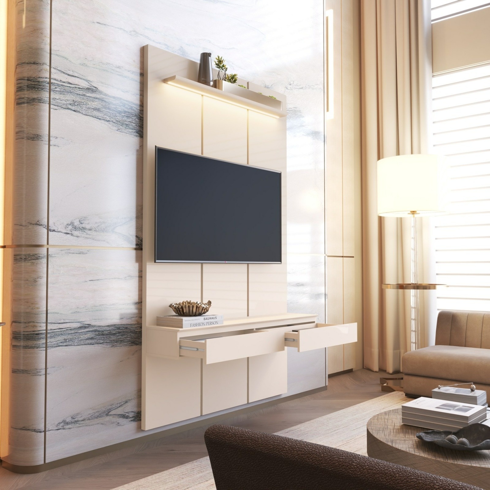 Galeria Home Suspenso Estone 1.35 com LED - Off White