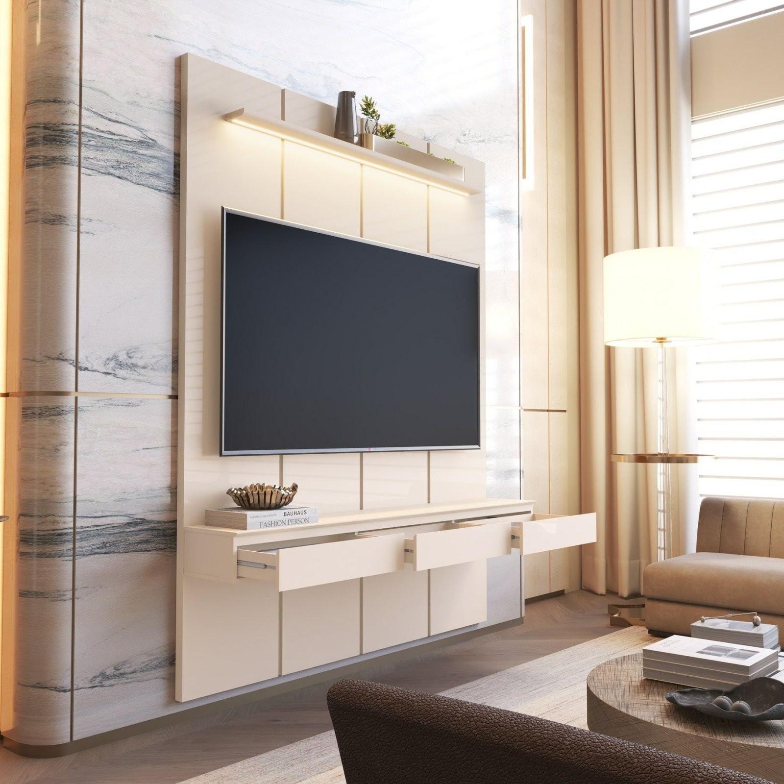Galeria Home Suspenso Estone 1.80 com LED - Off White