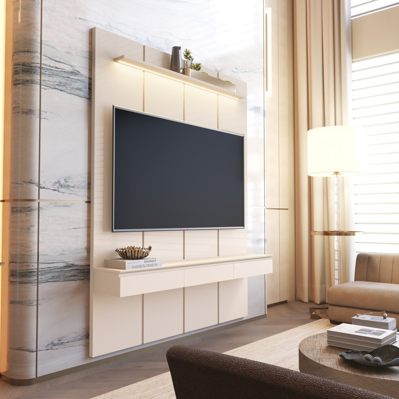 Galeria Home Suspenso Estone 1.80 com LED - Off White