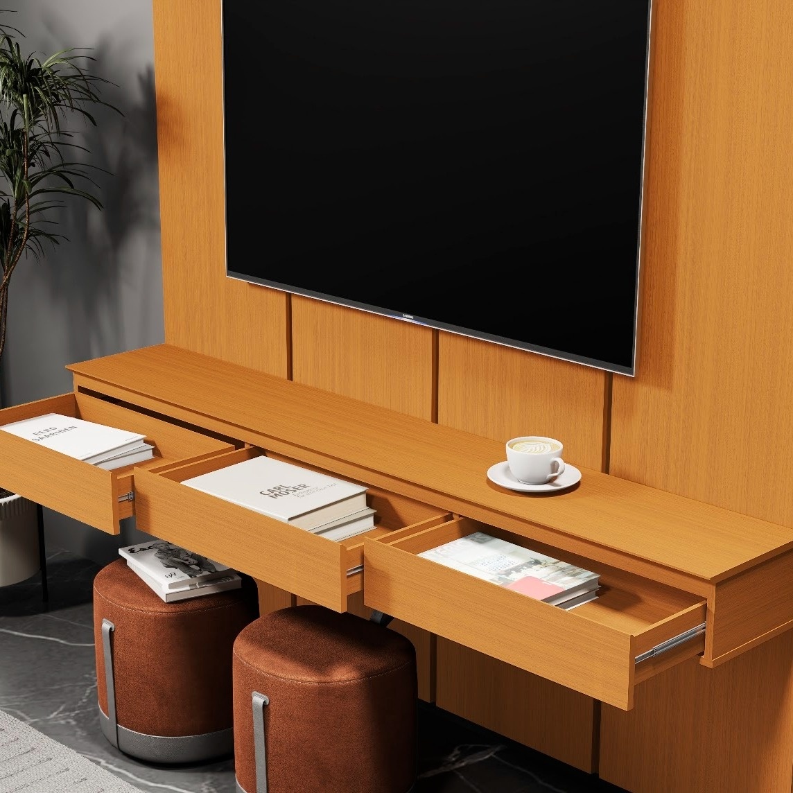 Galeria Home Suspenso Estone 1.80 com LED - Cedro