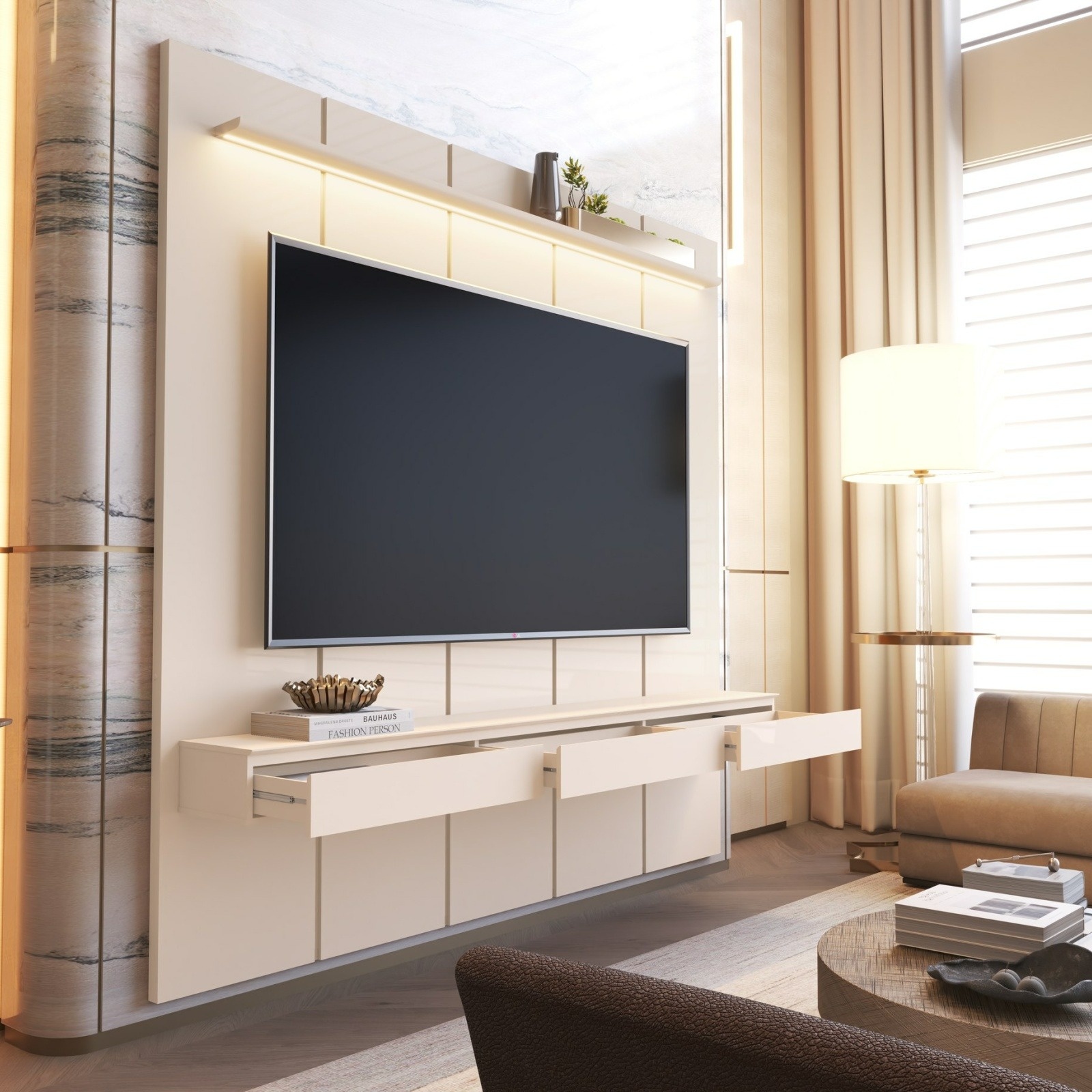 Galeria Home Suspenso Estone 2.25 com LED - Off White