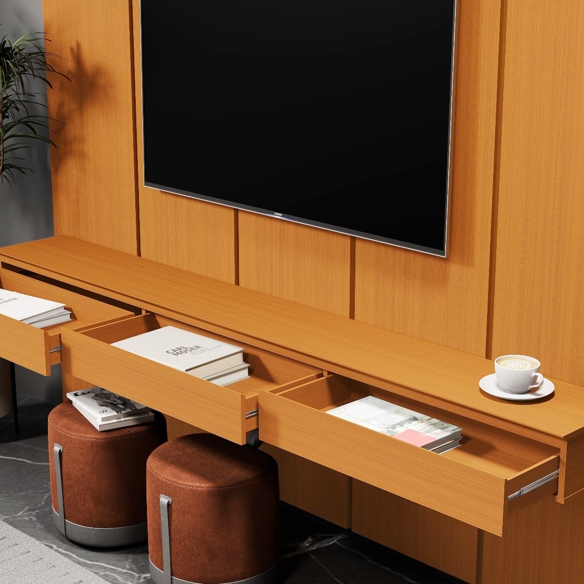 Galeria Home Suspenso Estone 2.25 com LED - Cedro