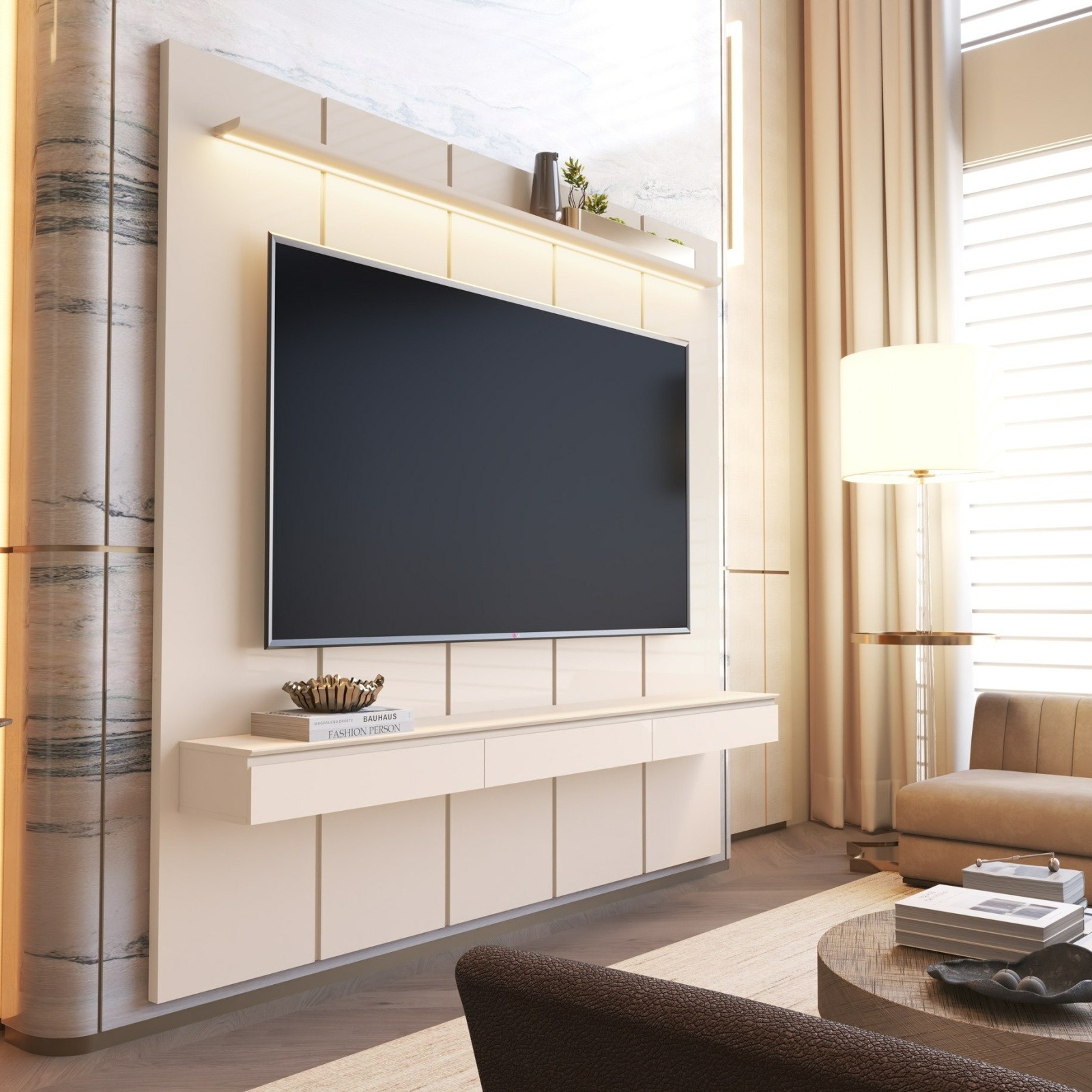 Galeria Home Suspenso Estone 2.25 com LED - Off White