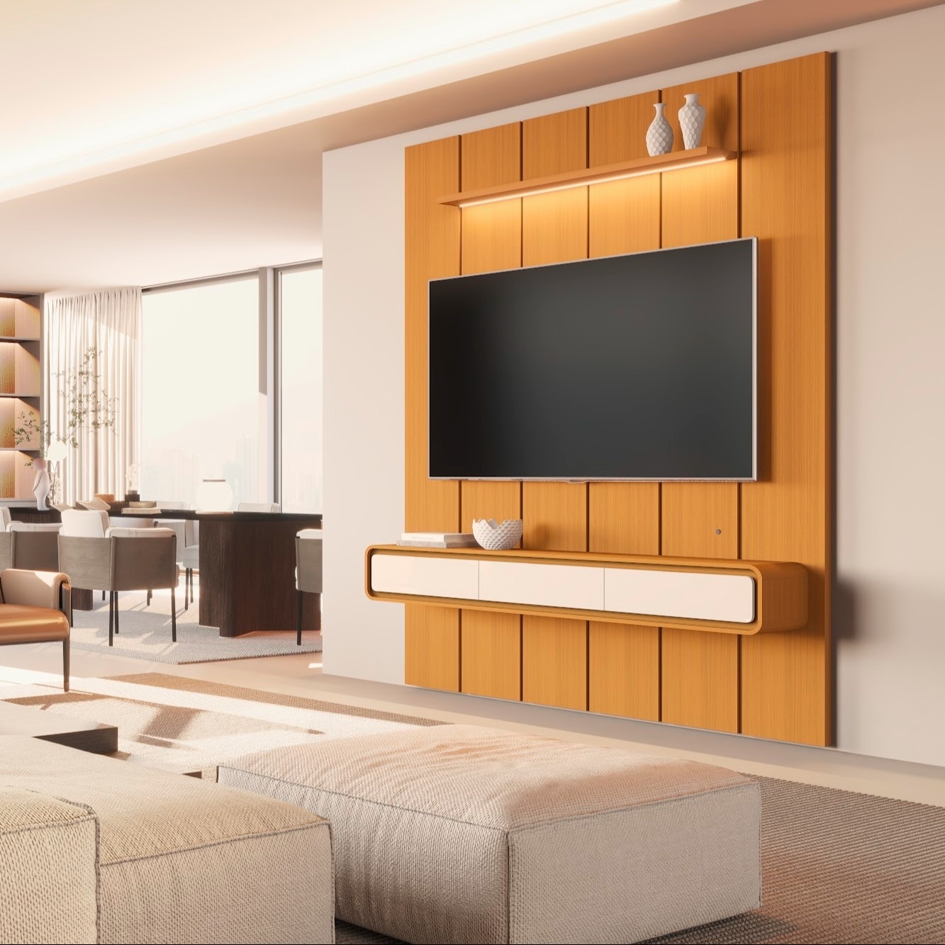 Galeria Home Suspenso Liv 1.80 - Cedro + Cedro/Off White