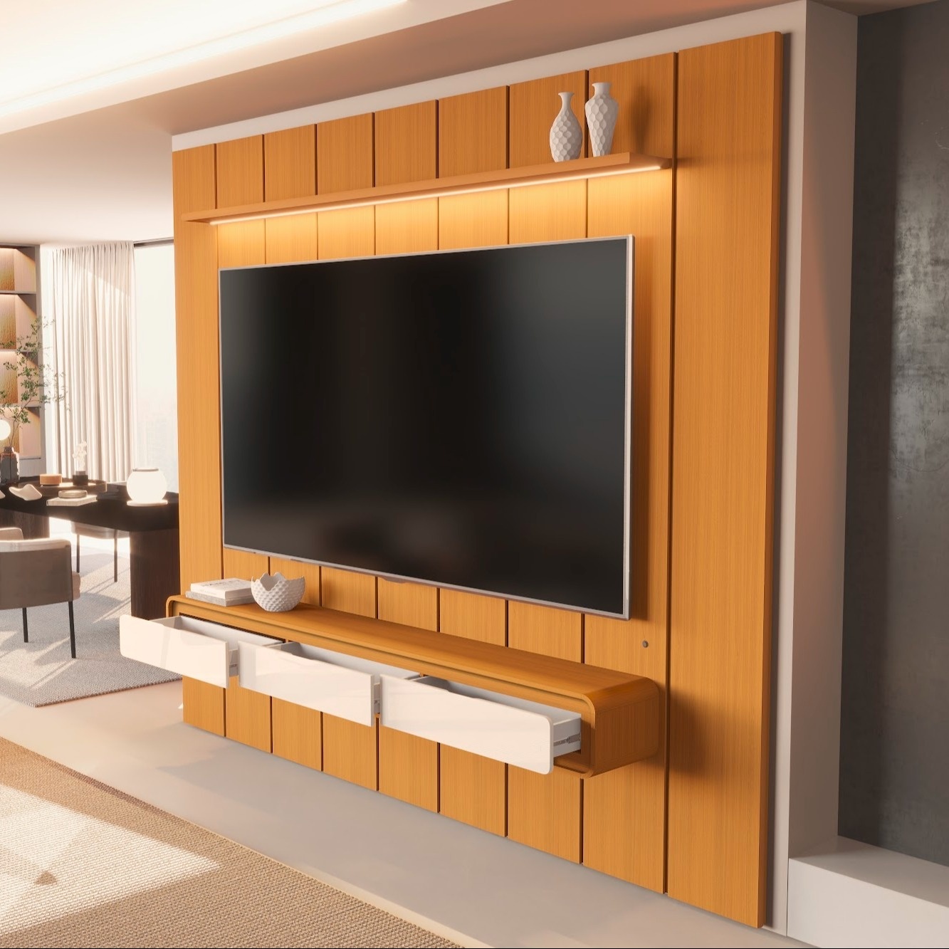 Galeria Home Suspenso Liv 2.80 - Cedro + Cedro/Off White