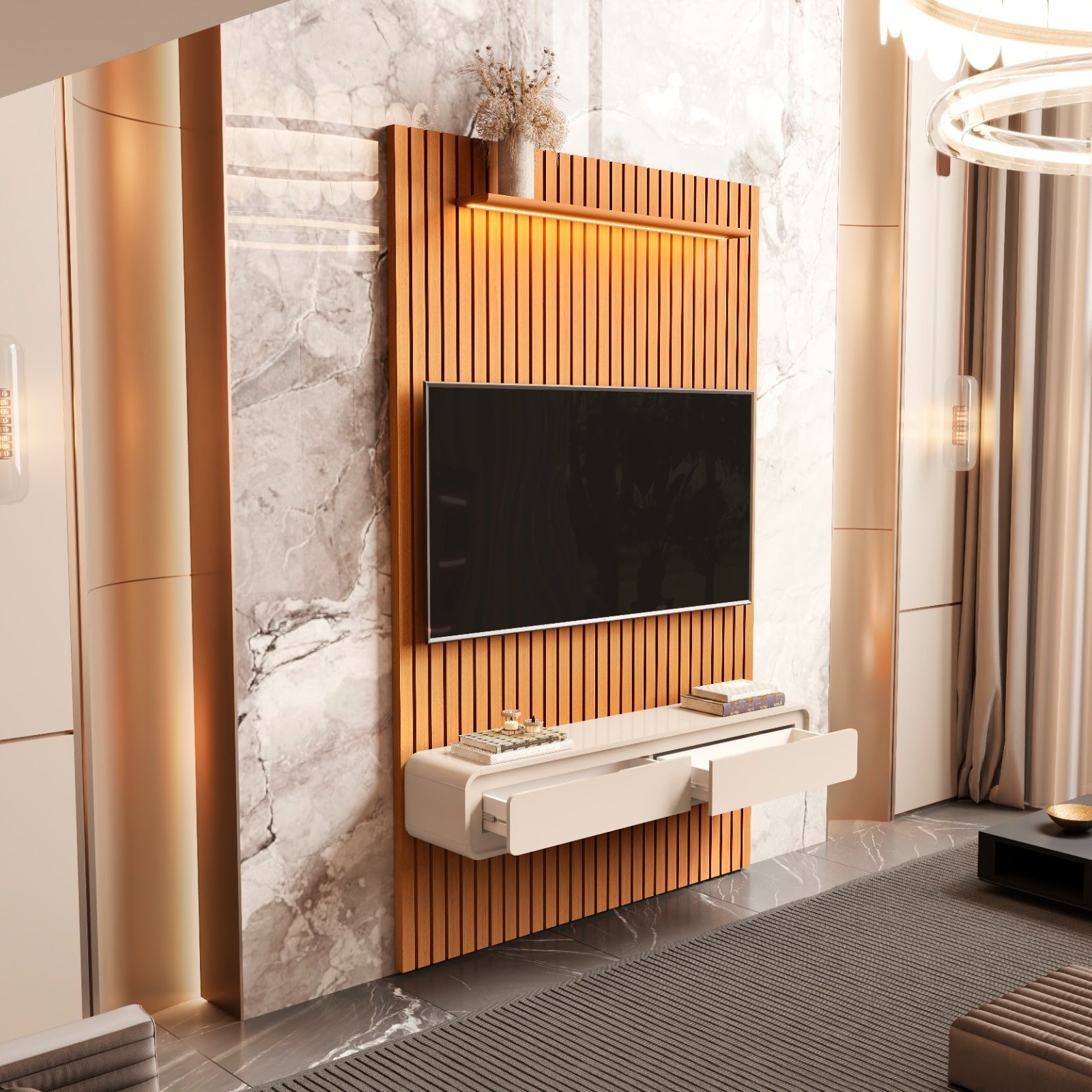 Galeria Home Suspenso Trevi 1.40 - Cedro + Cedro/Off White