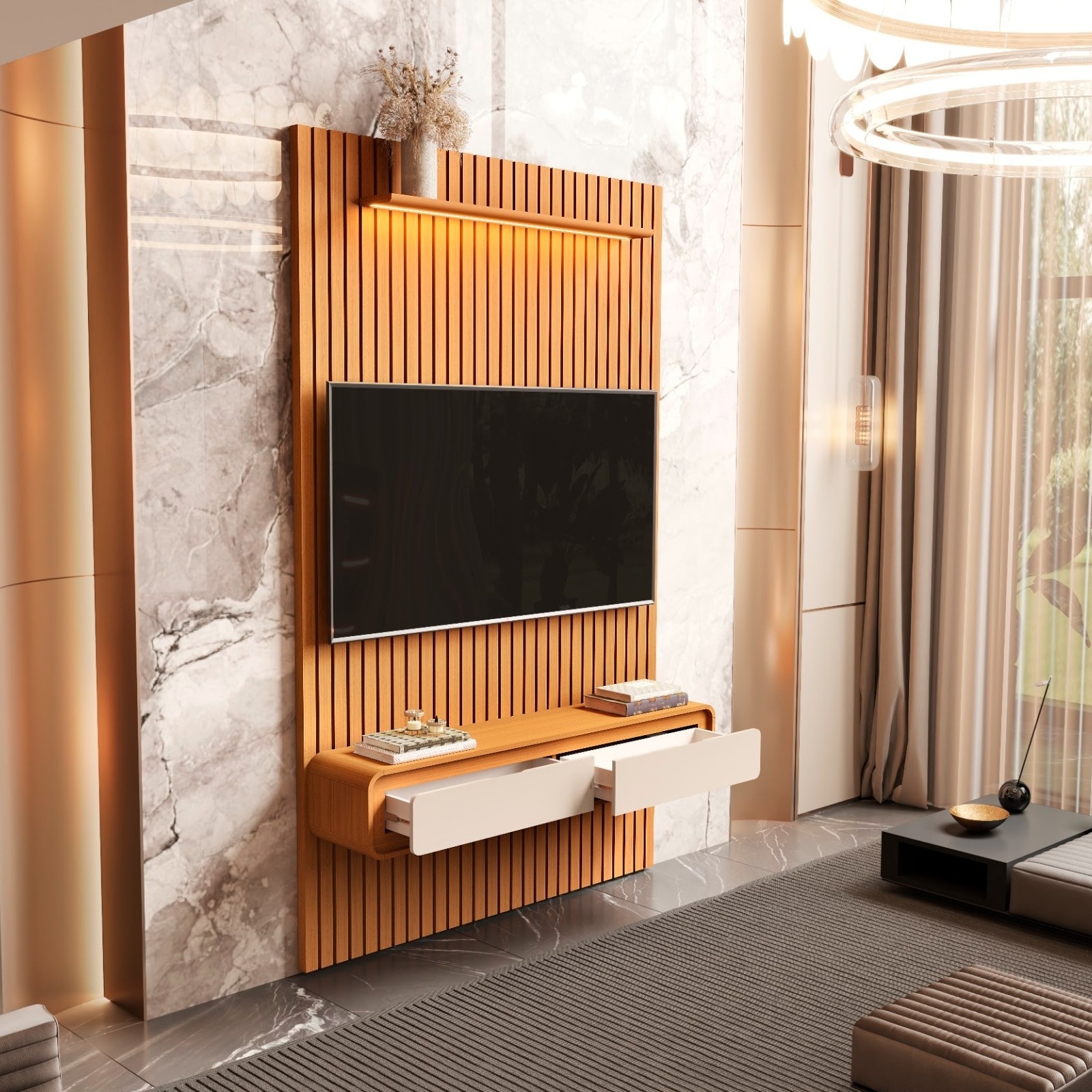 Galeria Home Suspenso Trevi 1.40 - Cedro + Cedro/Off White