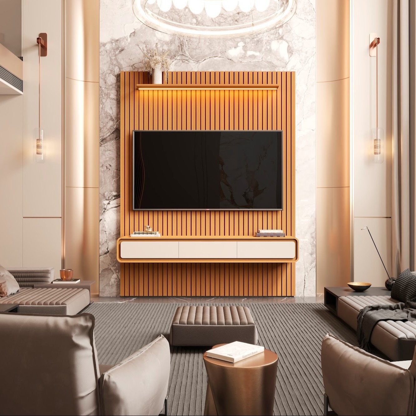 Galeria Home Suspenso Trevi 1.90 - Cedro + Cedro/Off White
