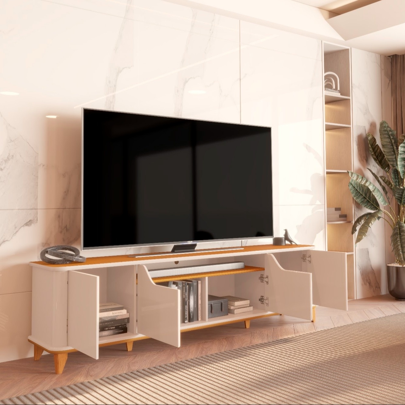 Galeria Rack Aron 2.00 - Off White + Cedro