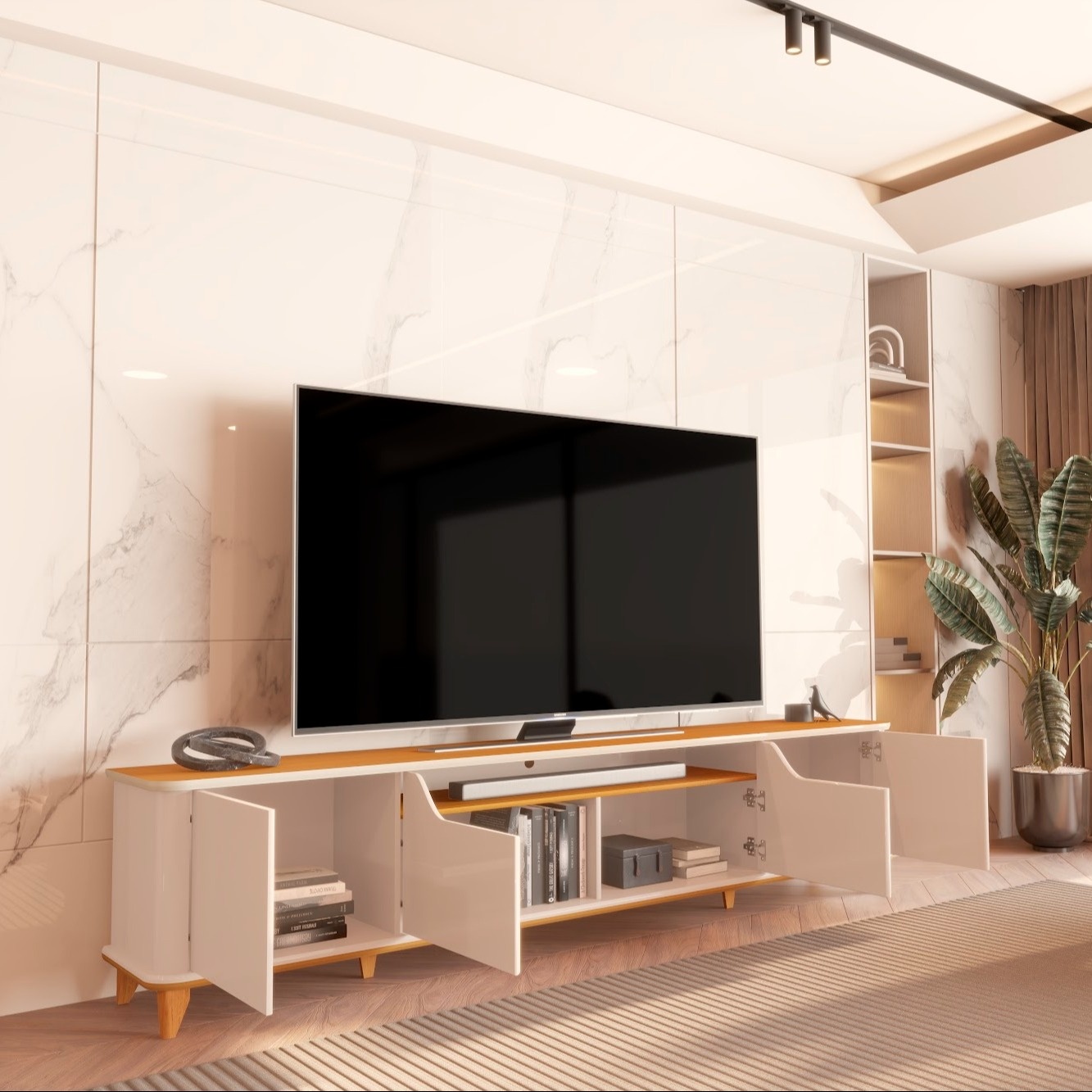 Galeria Rack Aron 2.40 - Off White + Cedro