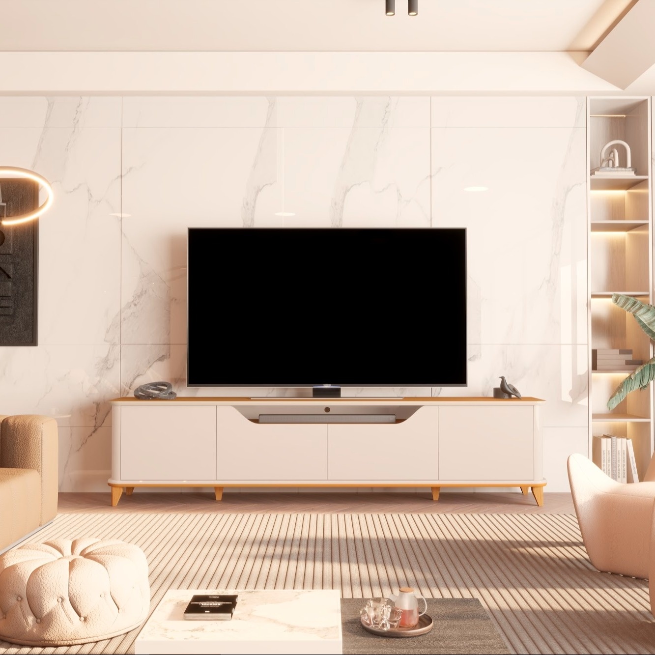 Galeria Rack Aron 2.40 - Off White + Cedro