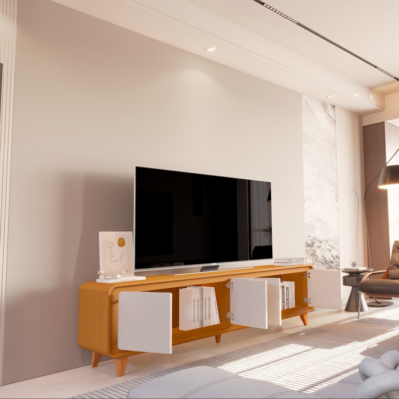 Galeria Rack Liv 1.80 - Cedro + Off White