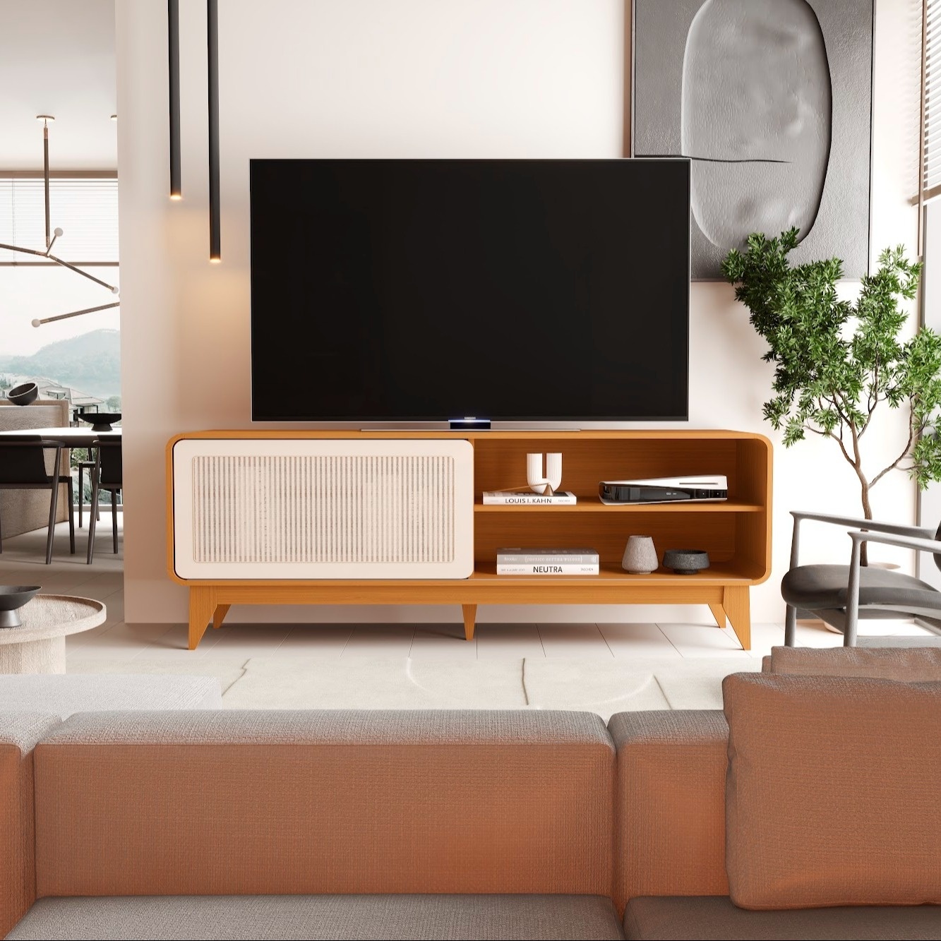 Galeria Rack Turini - Cedro + Off White