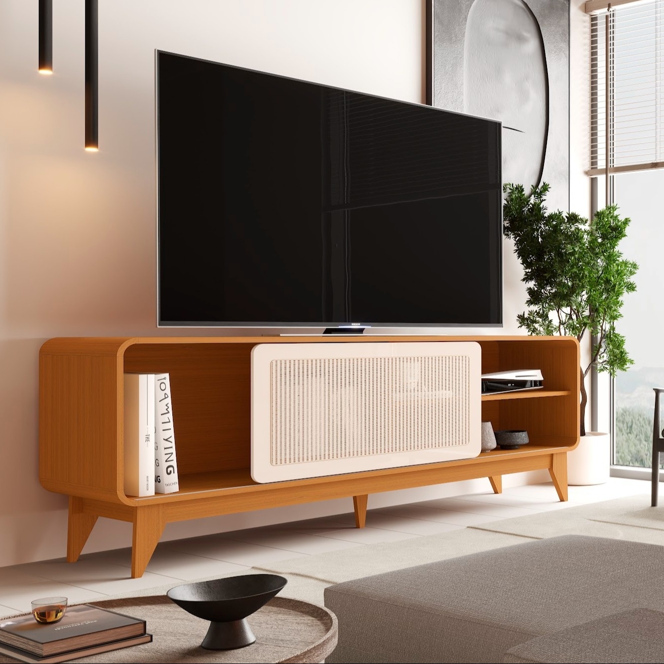 Galeria Rack Turini - Cedro + Off White