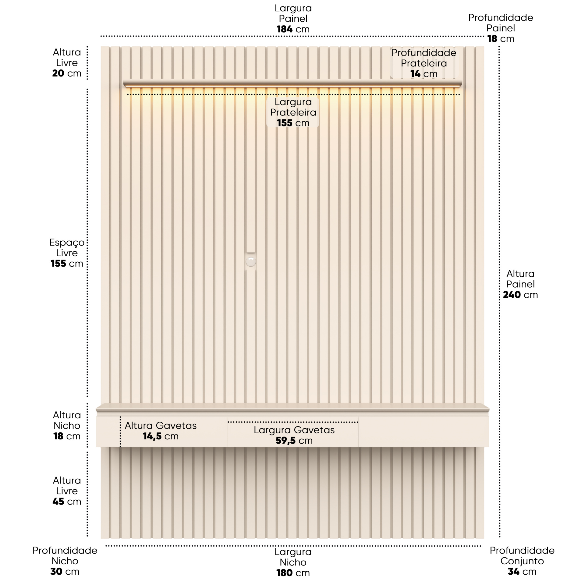 Galeria Home Suspenso Colorado 1.84 com LED - Off White